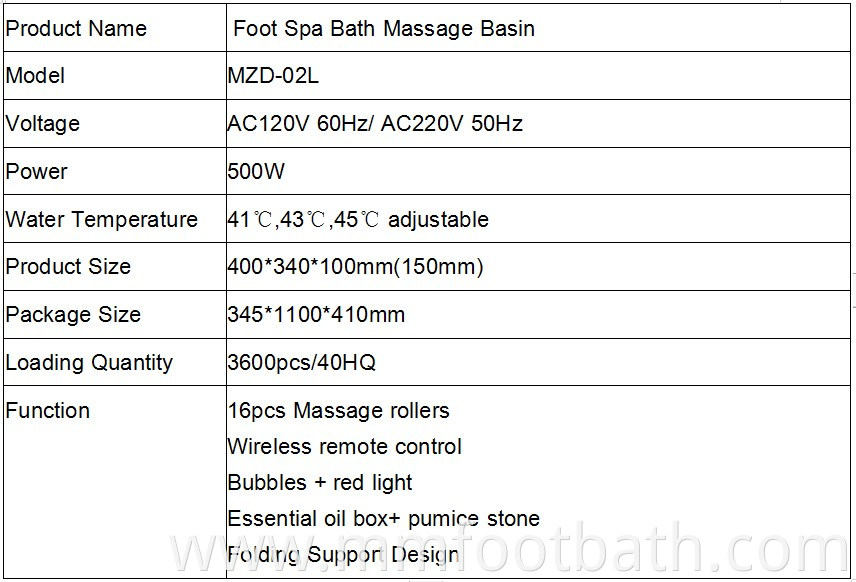 Mzd 02l foot spa bath massager machine